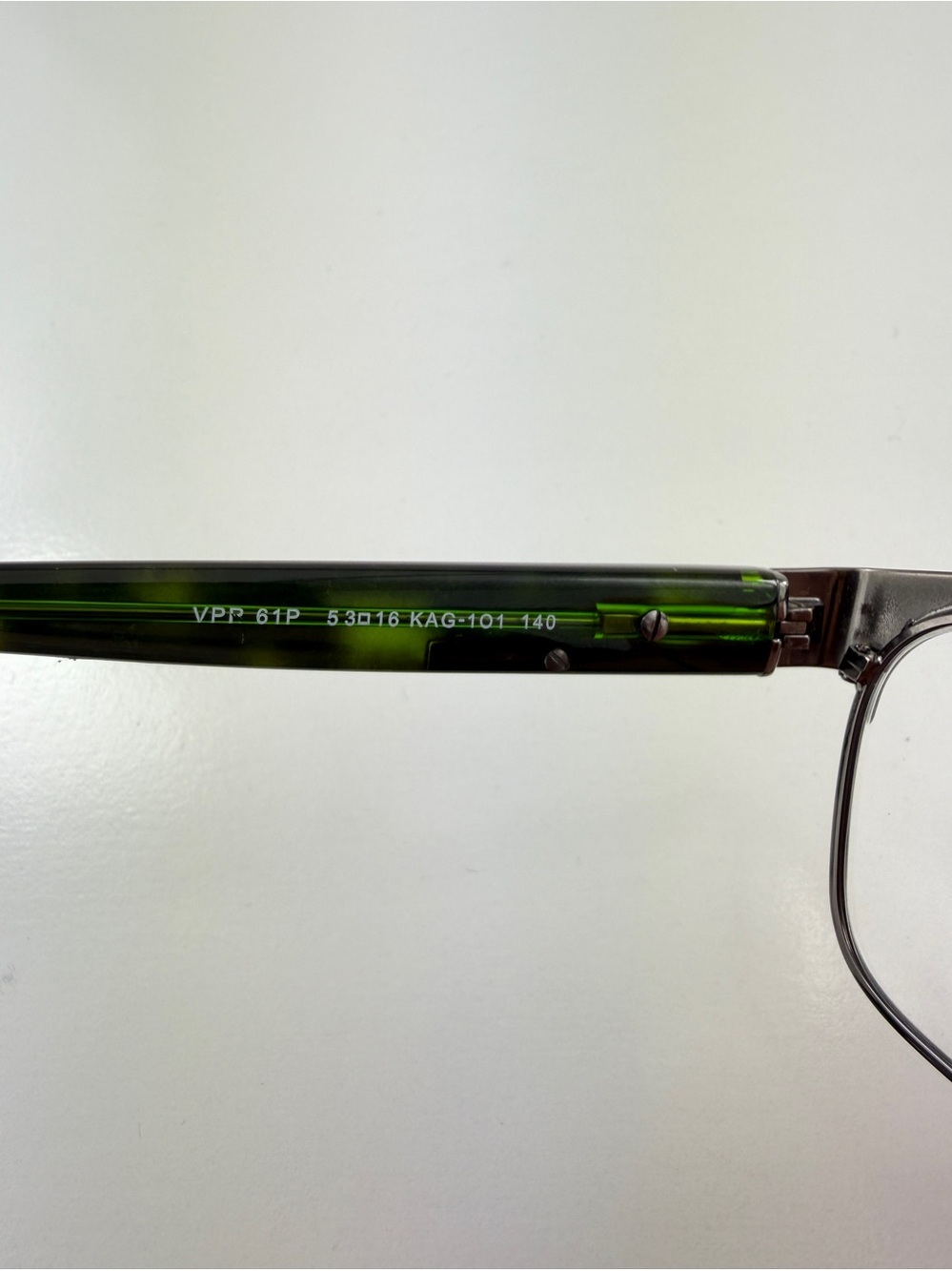 Prada Black Green Tortoiseshell Eyeglasses VPR 61P KAG-101 Rectangle Browline - Picture 13 of 15